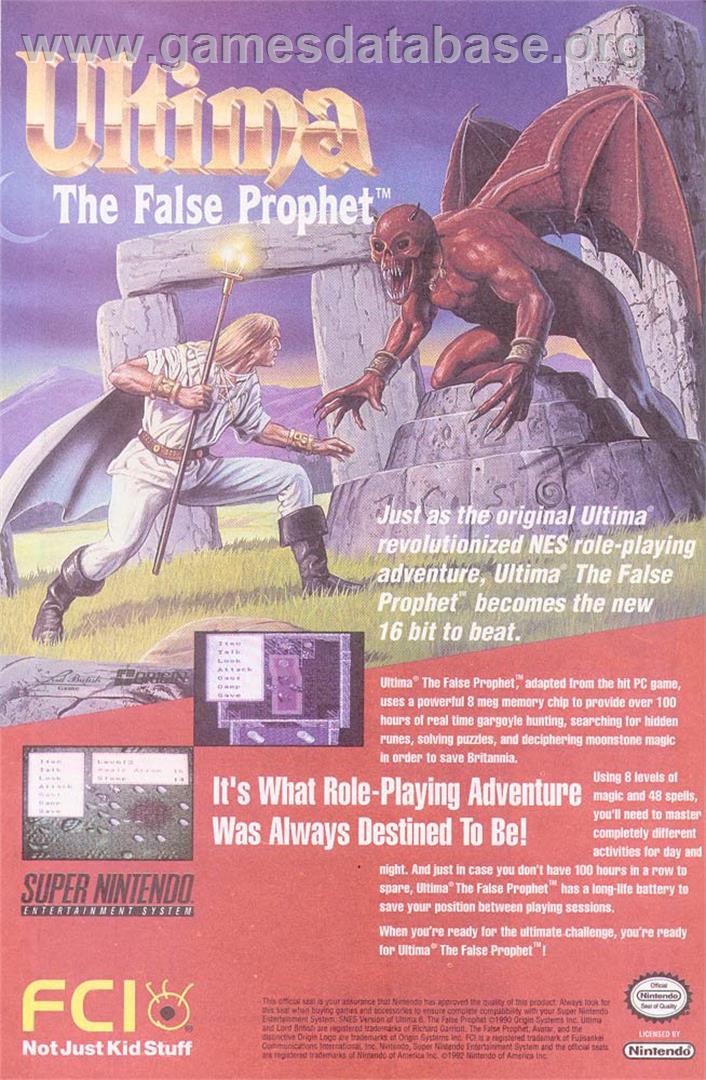 Ultima VI: The False Prophet - Nintendo SNES - Artwork - Advert
