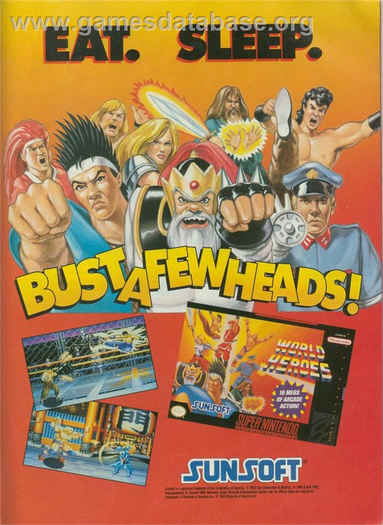 World Heroes - Nintendo SNES - Artwork - Advert