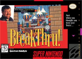 Box cover for BreakThru! on the Nintendo SNES.