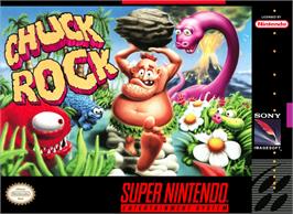 Box cover for Chuck Rock on the Nintendo SNES.