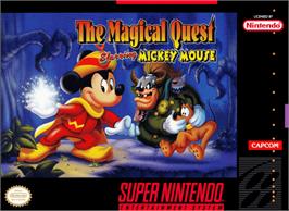 Box cover for Disney's Magical Quest Starring Mickey Mouse on the Nintendo SNES.