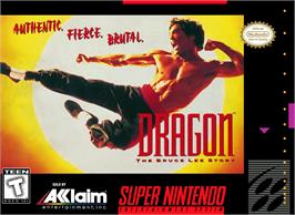 Box cover for Dragon - The Bruce Lee Story on the Nintendo SNES.