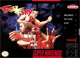 Box cover for Fatal Fury on the Nintendo SNES.