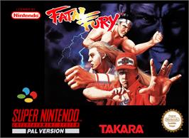 Box cover for Fatal Fury on the Nintendo SNES.