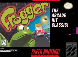 Box cover for Frogger on the Nintendo SNES.