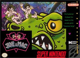 Box cover for Joe And Mac - Caveman Ninja on the Nintendo SNES.