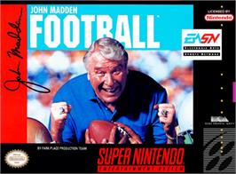 Box cover for John Madden Football on the Nintendo SNES.