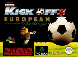 Box cover for Kick Off 3: European Challenge on the Nintendo SNES.