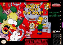 Box cover for Krusty's Super Fun House on the Nintendo SNES.