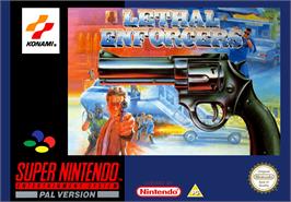 Box cover for Lethal Enforcers on the Nintendo SNES.