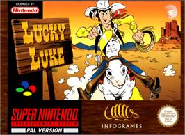 Box cover for Lucky Luke on the Nintendo SNES.