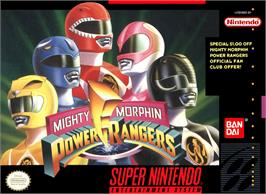 Box cover for Mighty Morphin Power Rangers on the Nintendo SNES.