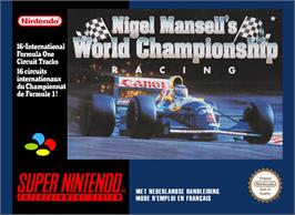 Box cover for Nigel Mansell's World Championship on the Nintendo SNES.