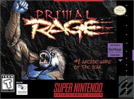 Box cover for Primal Rage on the Nintendo SNES.