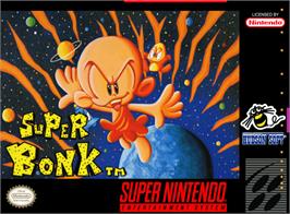 Box cover for Super Bonk on the Nintendo SNES.