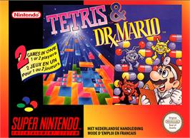 Box cover for Tetris & Dr. Mario on the Nintendo SNES.