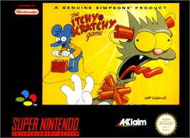 Box cover for The Itchy & Scratchy Game on the Nintendo SNES.