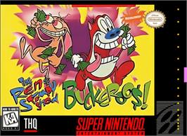 Box cover for The Ren & Stimpy Show: Buckaroo$! on the Nintendo SNES.