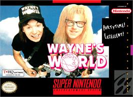 Box cover for Wayne's World on the Nintendo SNES.