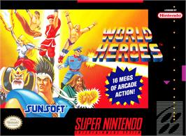 Box cover for World Heroes on the Nintendo SNES.
