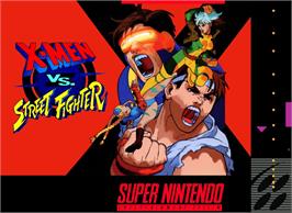 Box cover for X-men Vs. Street Fighter on the Nintendo SNES.