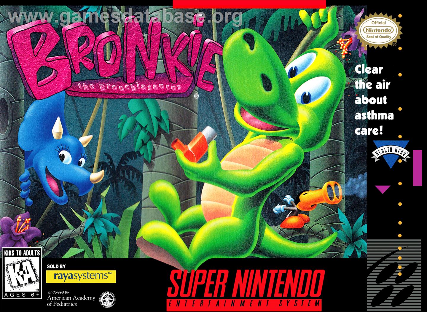 Bronkie The Bronchiasaurus - Nintendo SNES - Artwork - Box