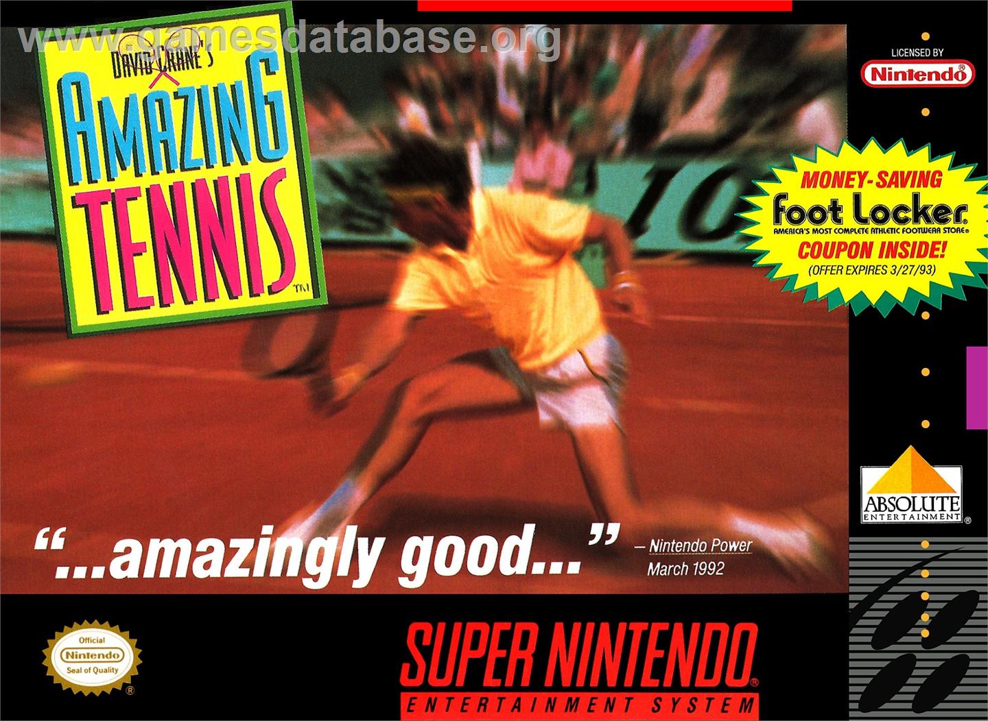 David Crane's Amazing Tennis - Nintendo SNES - Artwork - Box