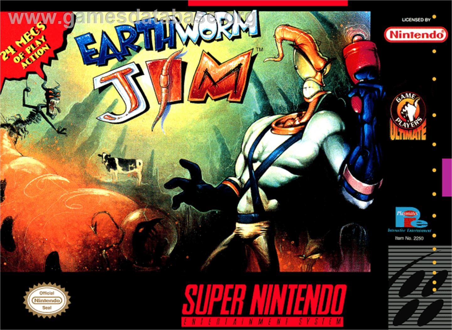 Earthworm Jim - Nintendo SNES - Artwork - Box