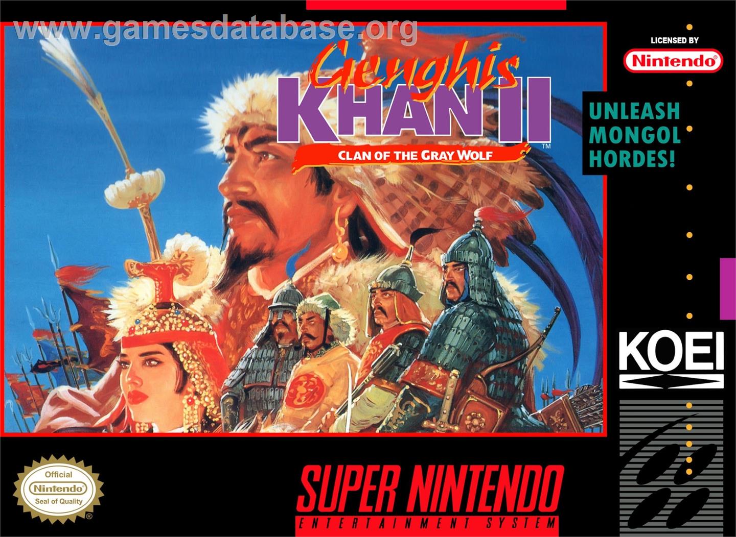 Genghis Khan 2 - Clan Of The Grey Wolf - Nintendo SNES - Artwork - Box