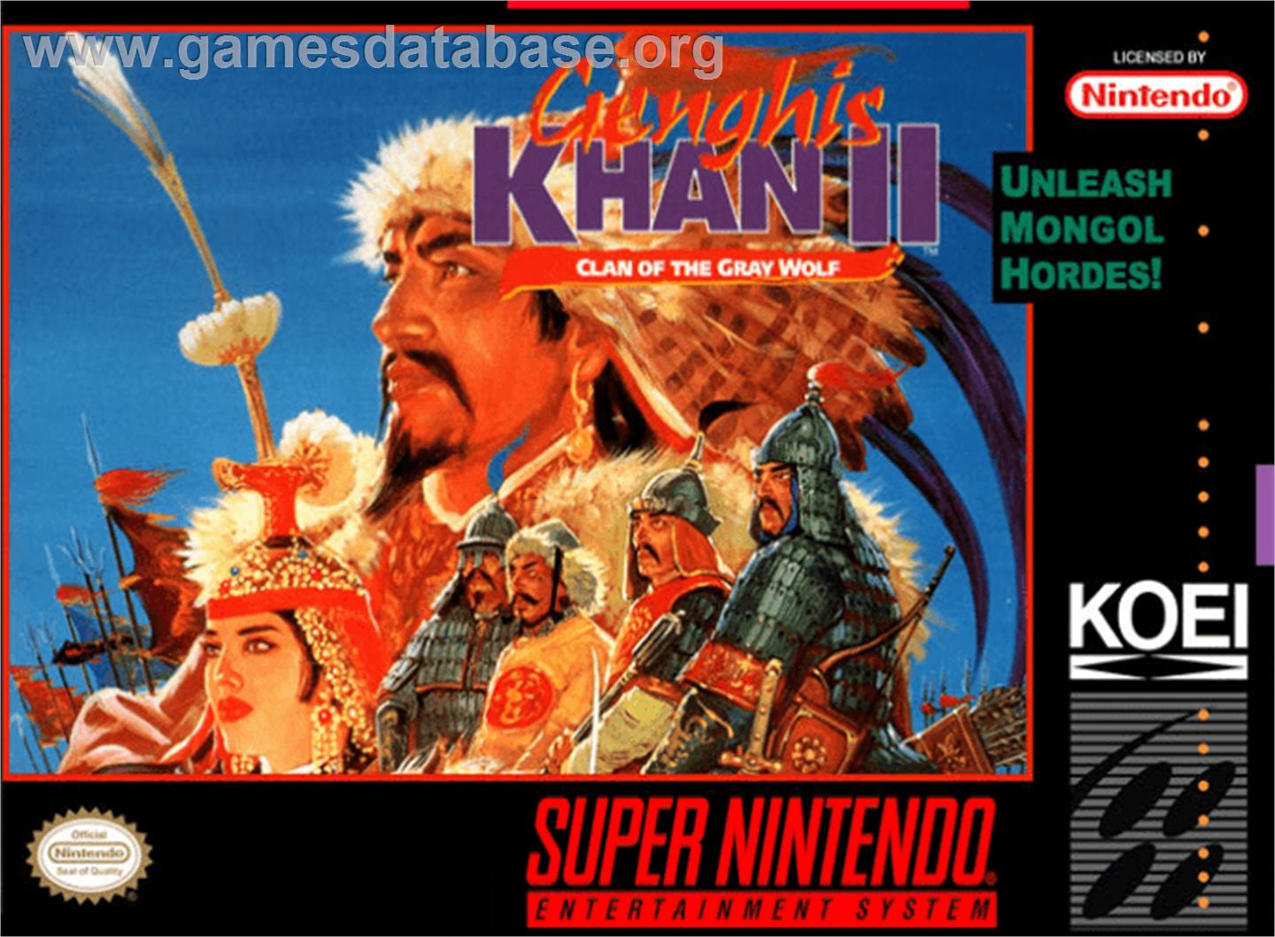 Genghis Khan II: Clan of the Grey Wolf - Nintendo SNES - Artwork - Box