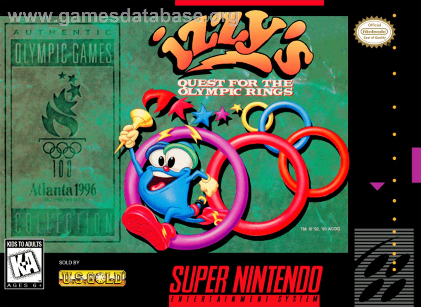 Izzy's Quest for the Olympic Rings - Nintendo SNES - Artwork - Box