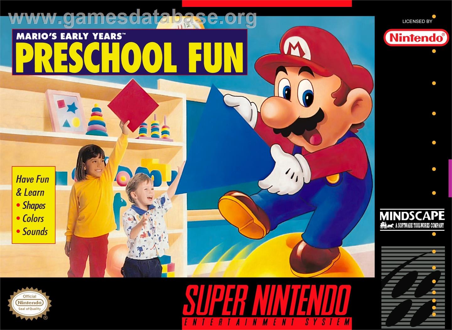 Mario's Early Years - Preschool Fun - Nintendo SNES - Artwork - Box