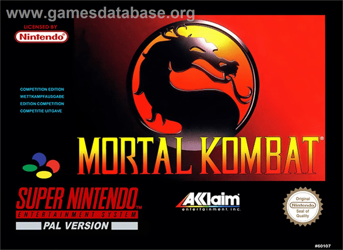 Mortal Kombat - Nintendo SNES - Artwork - Box