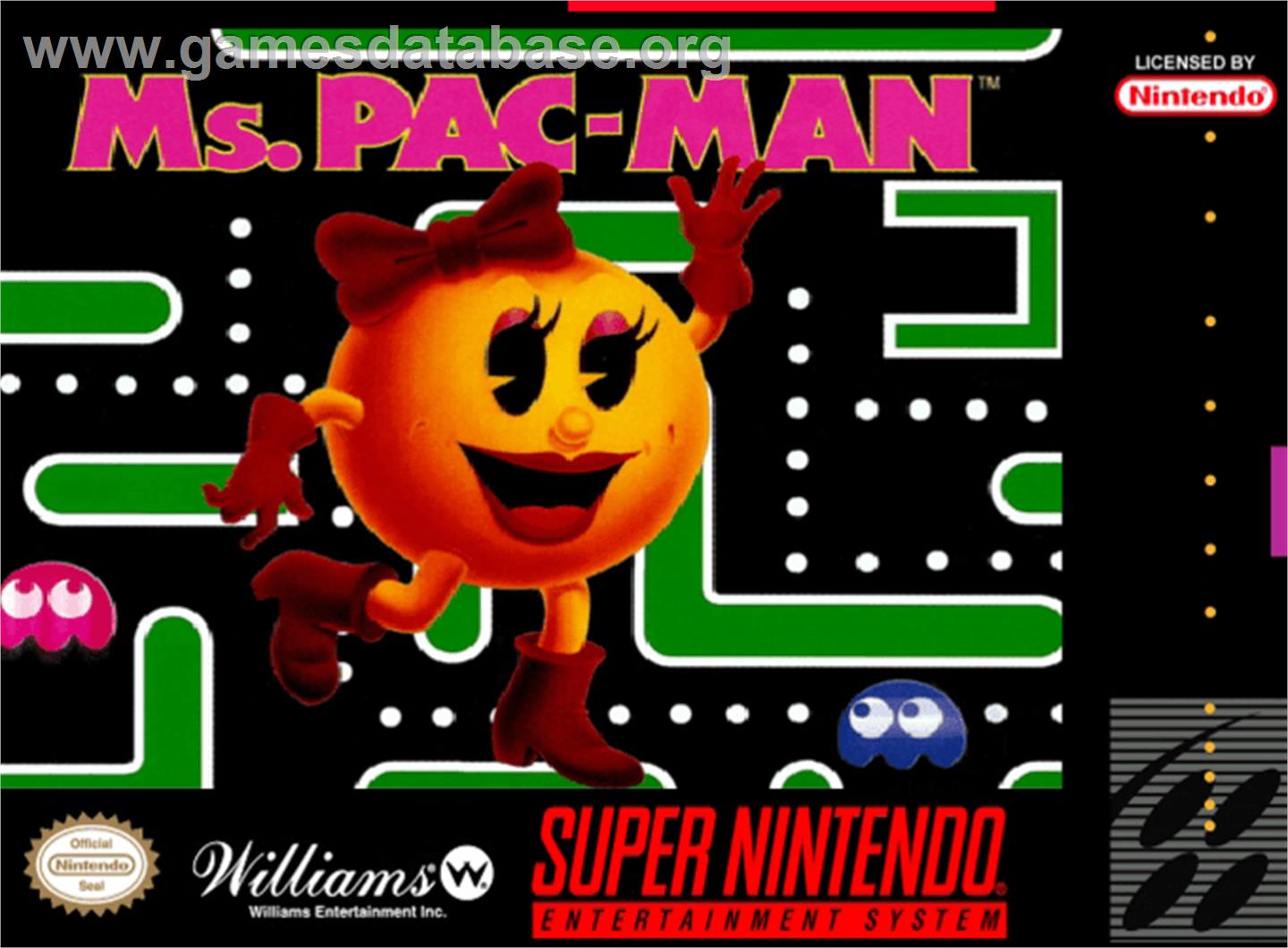 Ms. Pac-Man - Nintendo SNES - Artwork - Box
