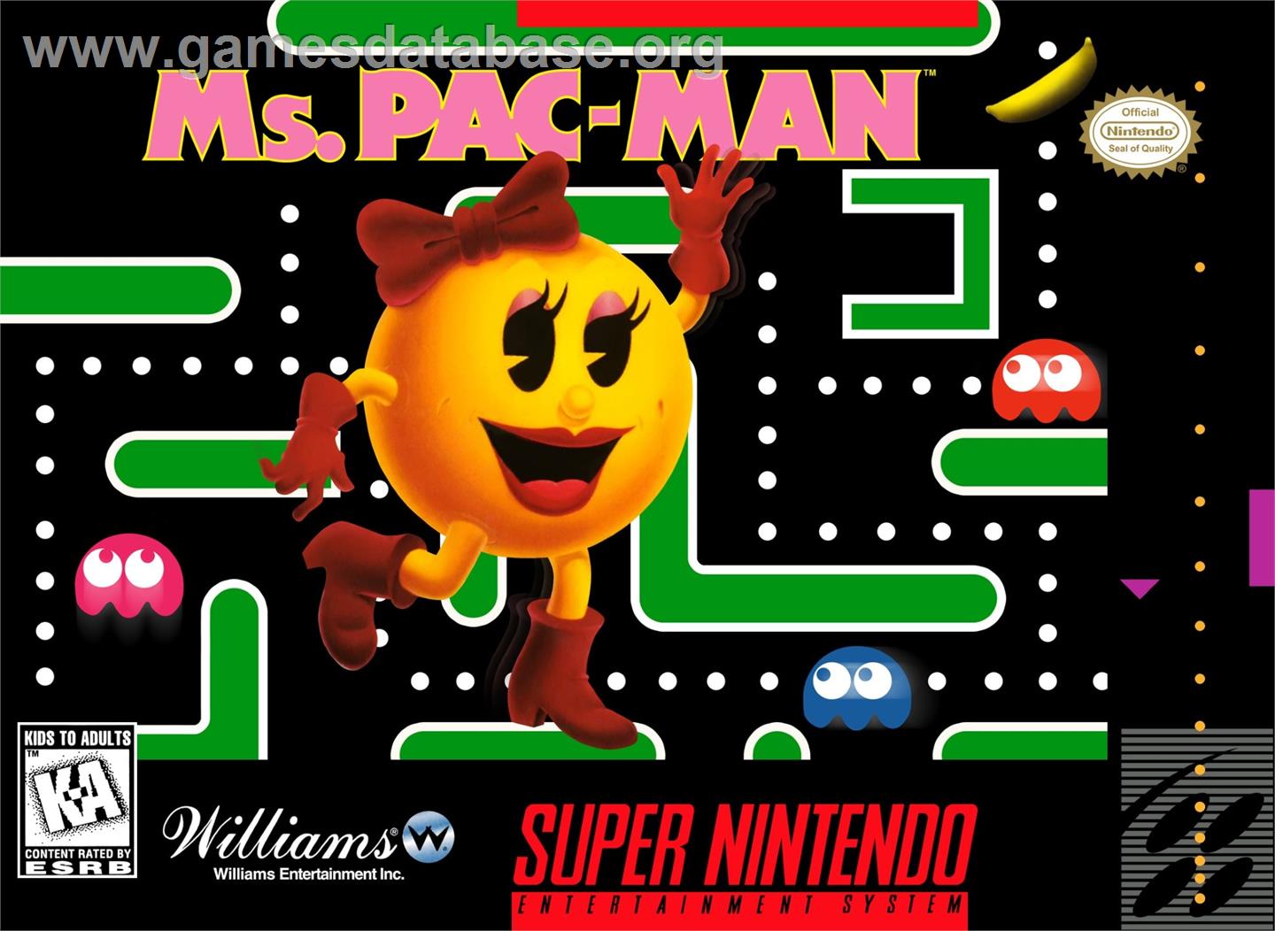 Ms. Pac-man - Nintendo SNES - Artwork - Box