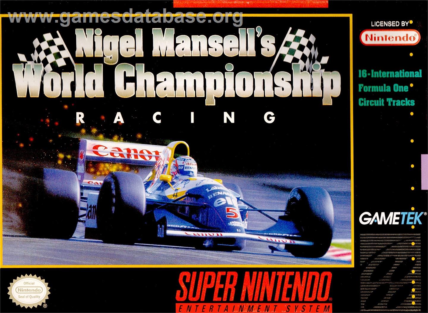 Nigel Mansell's World Championship Racing - Nintendo SNES - Artwork - Box