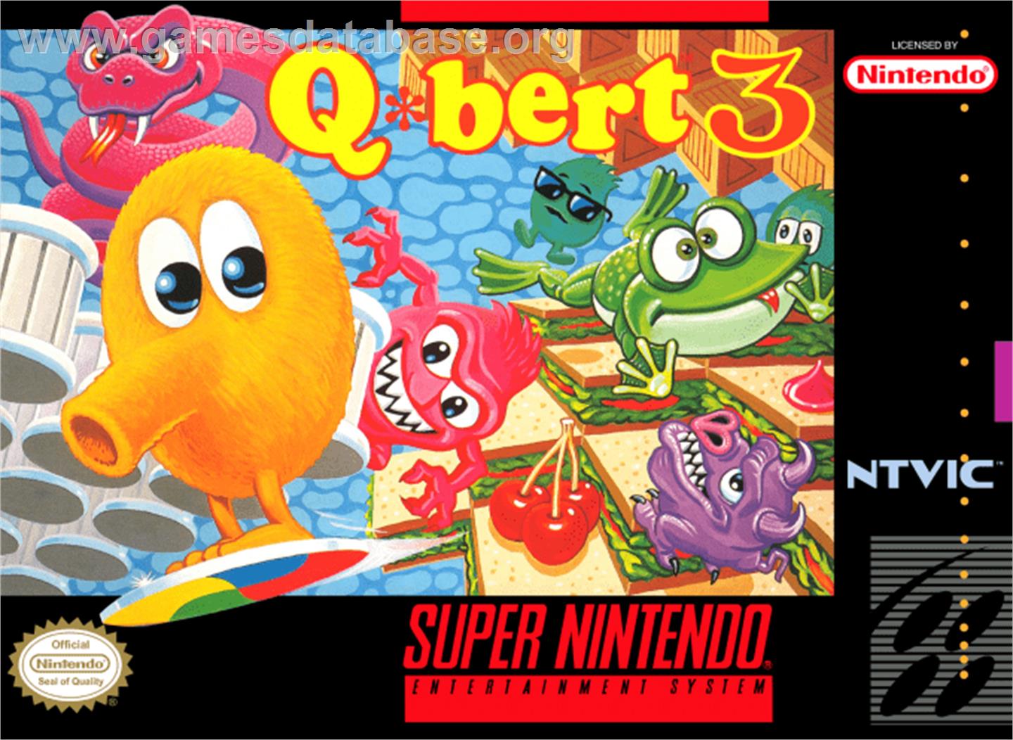 Q*Bert 3 - Nintendo SNES - Artwork - Box