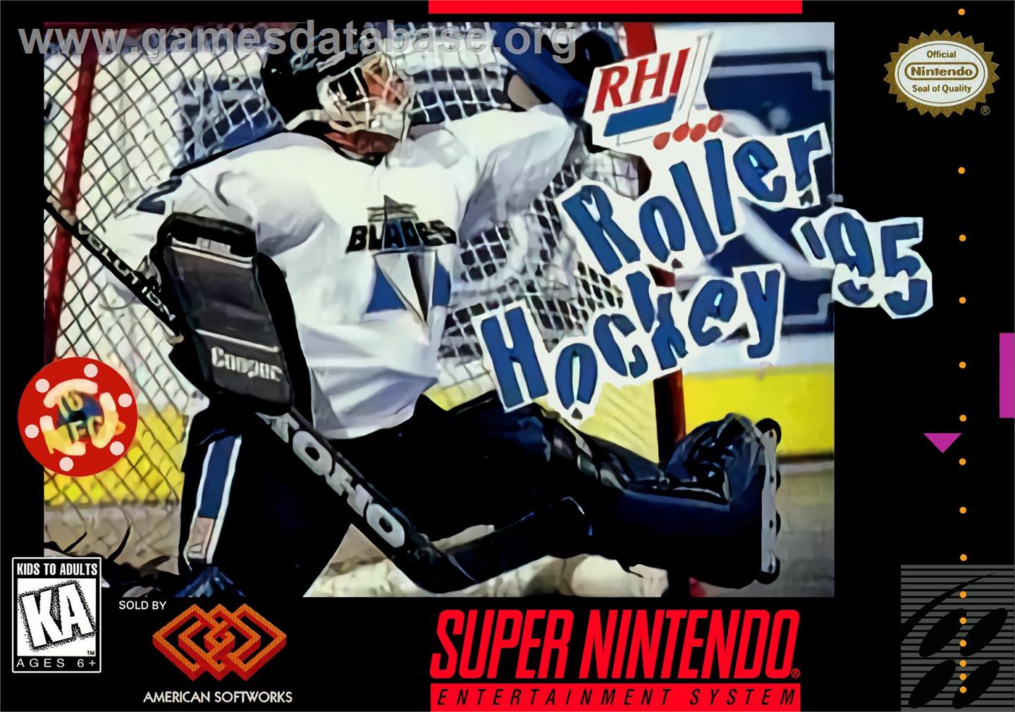 Rhi Roller Hockey '95 - Nintendo SNES - Artwork - Box