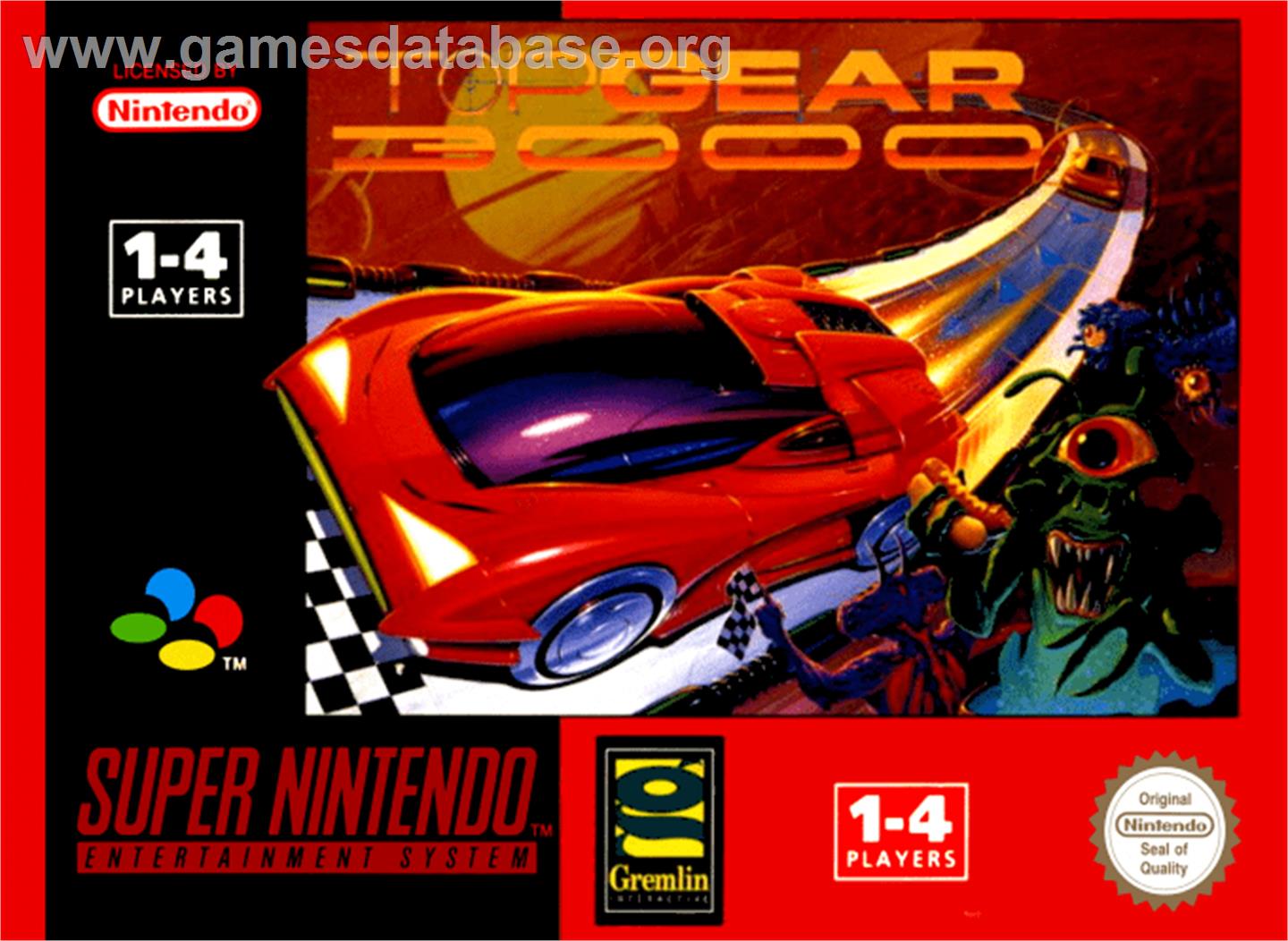Top Gear 3000 - Nintendo SNES - Artwork - Box