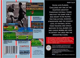 Box back cover for 90 Minutes: European Prime Goal on the Nintendo SNES.