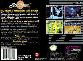 Box back cover for Actraiser on the Nintendo SNES.
