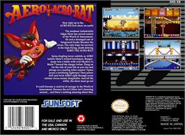 Box back cover for Aero The Acro-bat on the Nintendo SNES.