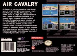 Box back cover for Air Cavalry on the Nintendo SNES.