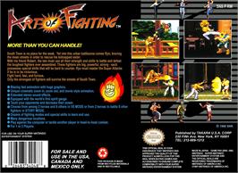 Box back cover for Art Of Fighting on the Nintendo SNES.