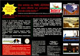 Box back cover for Astérix on the Nintendo SNES.