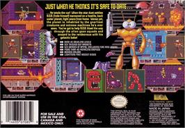 Box back cover for B.o.b. on the Nintendo SNES.