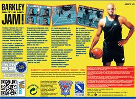 Box back cover for Barkley: Shut Up and Jam! on the Nintendo SNES.