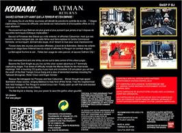 Box back cover for Batman Returns on the Nintendo SNES.