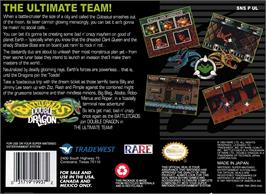 Box back cover for Battletoads And Double Dragon on the Nintendo SNES.