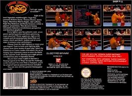Box back cover for Boxing Legends of the Ring on the Nintendo SNES.